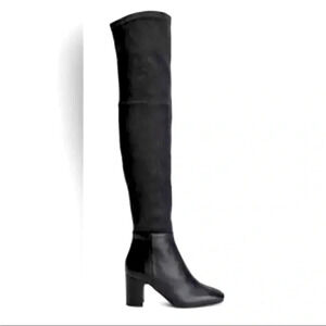 Aquatalia Barbera Over The Knee Boots Size 8 Black Stretch Italy Luxury NWOB